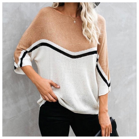 NWT Boho chic Color Block knit sweater - Picture 3 of 5